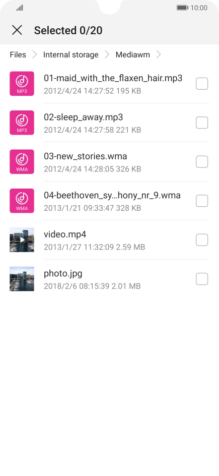 Press the required file.