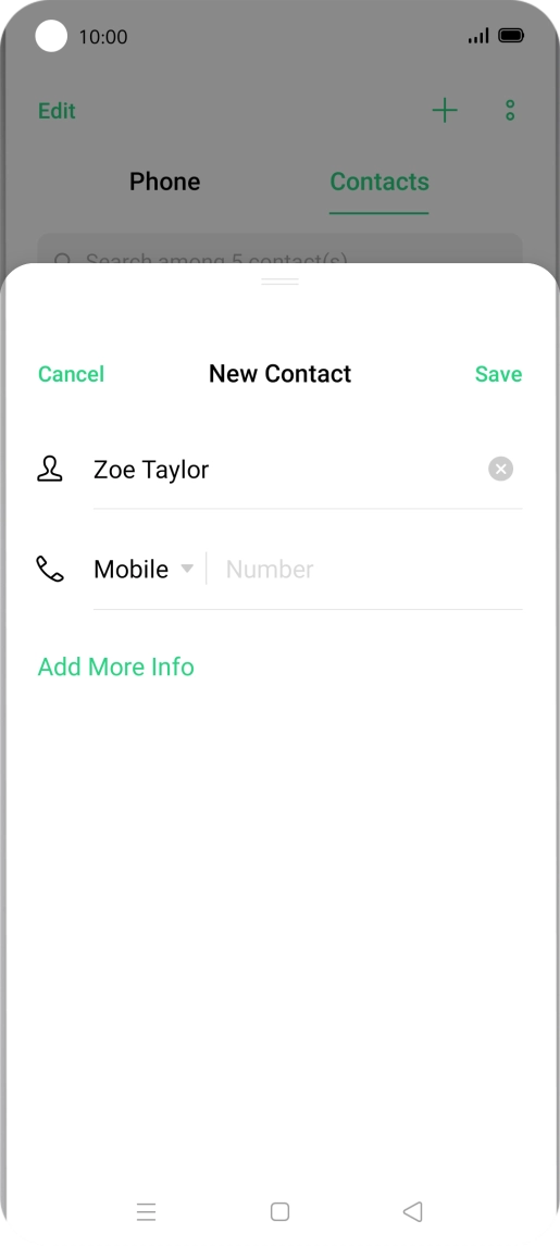 Press Number and key in the required phone number.