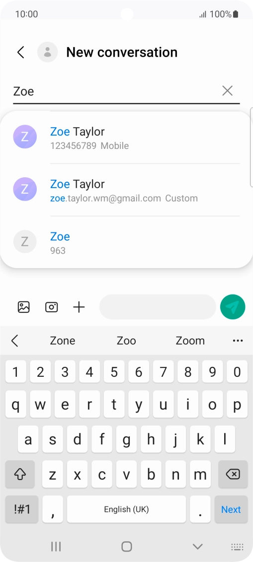 Press the required contact.