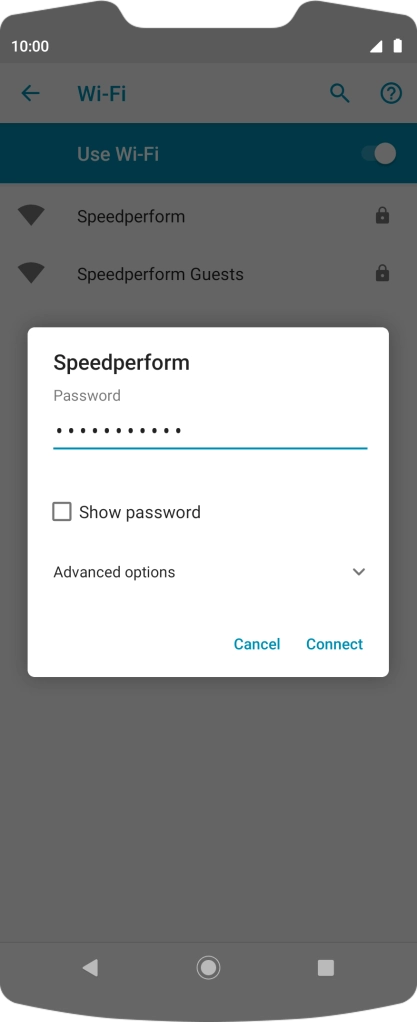 Key in the password for the Wi-Fi network and press Connect.
