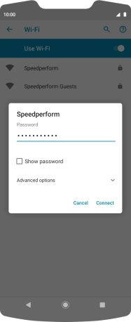 Key in the password for the Wi-Fi network and press Connect.