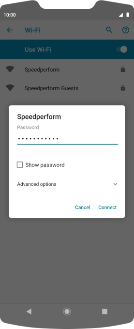 Key in the password for the Wi-Fi network and press Connect.