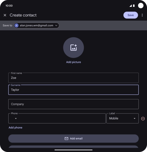 Press the field below 