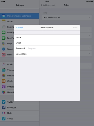 Press Password and key in the password for your email account.