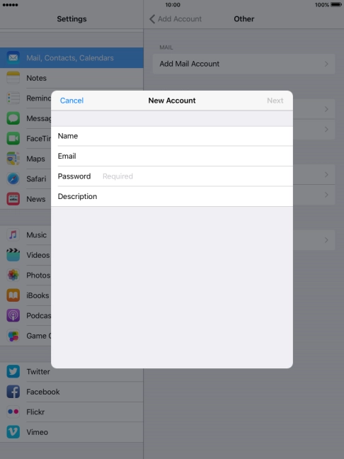 Press Password and key in the password for your email account.