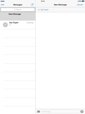 If the recipient can receive iMessages, iMessage is displayed in the text input field.