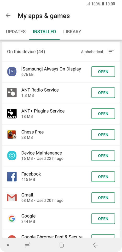 Press the required app.