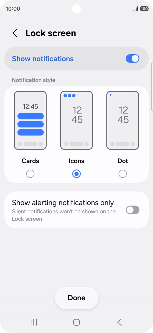 Press the required settings to turn them on or off.