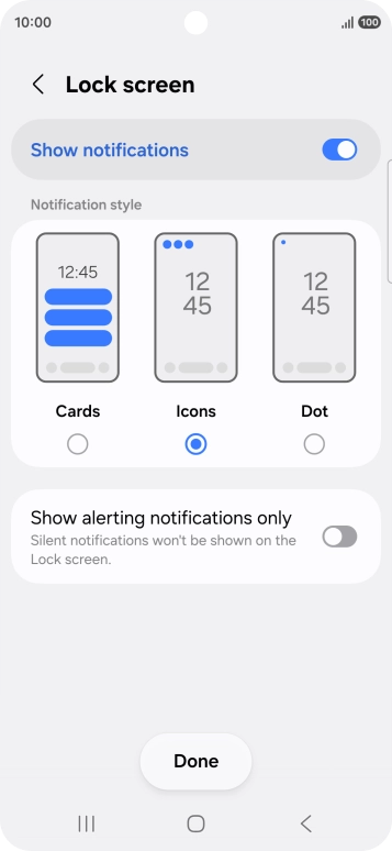 Press the required settings to turn them on or off.