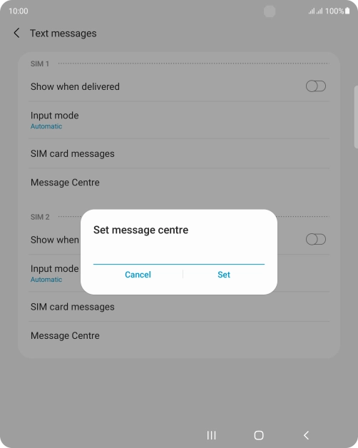 Key in +447958879879 and press Set.