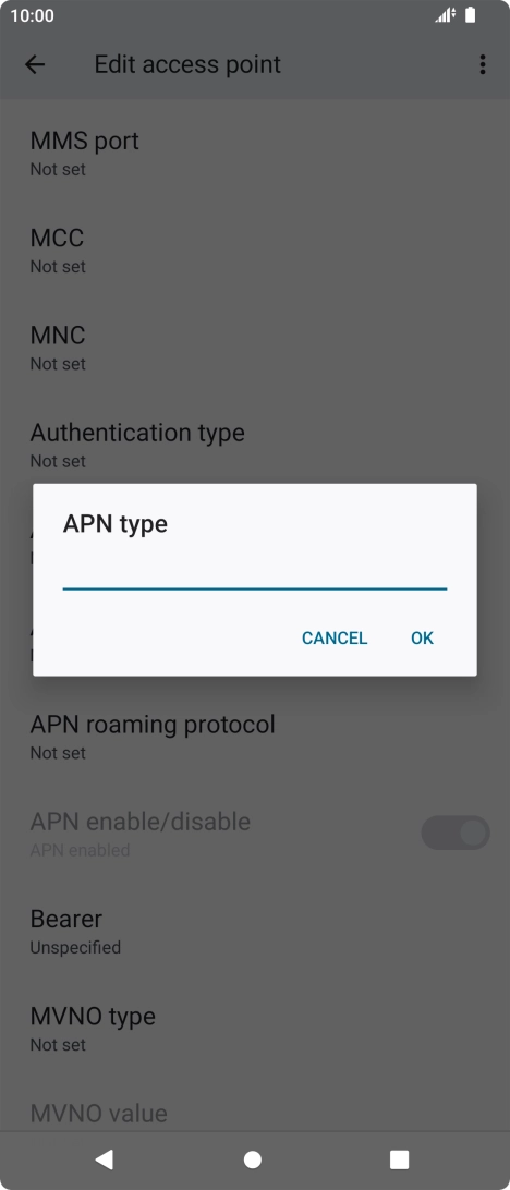 Key in default and press OK.