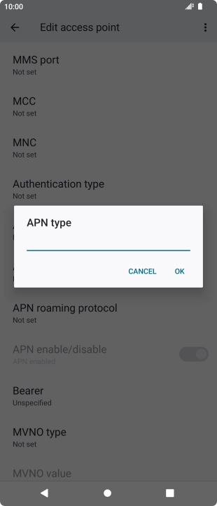 Key in default and press OK.