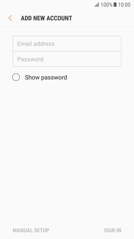 Press Email address and key in your email address.
