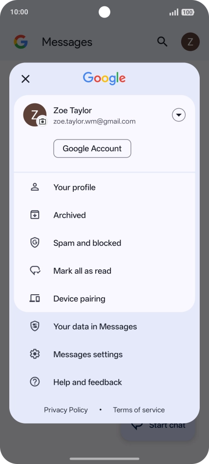 Press Messages settings.