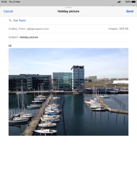 Press Send when you've finished your email.