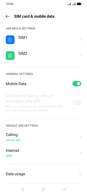 Press the required SIM.