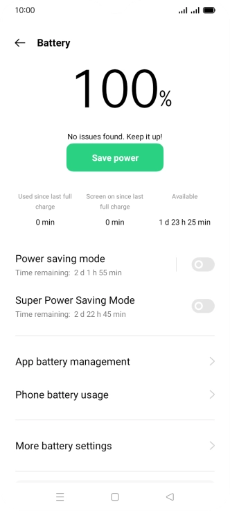 Press Power saving mode.