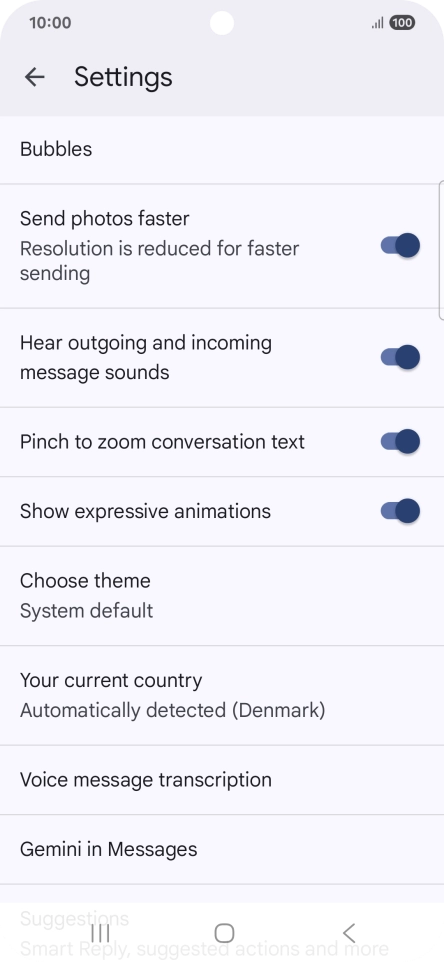 Press Gemini in Messages.