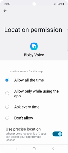 Press the required setting.