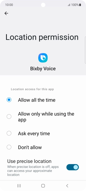 Press the required setting.