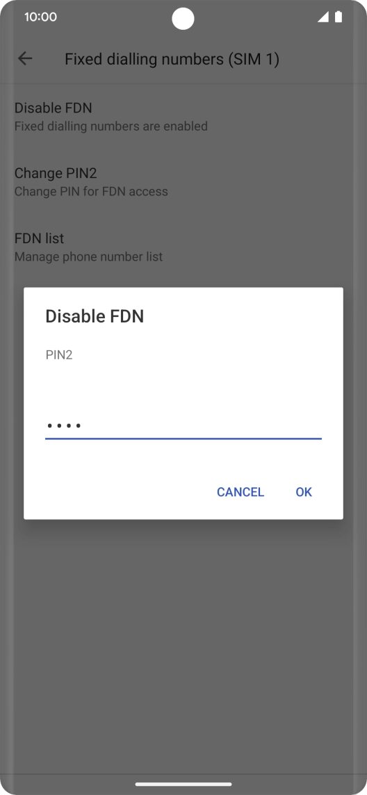 Key in your PIN2 and press OK. The default PIN2 is 0000.