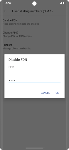 Key in your PIN2 and press OK. The default PIN2 is 0000.