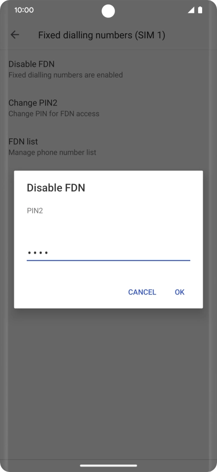 Key in your PIN2 and press OK. The default PIN2 is 0000.