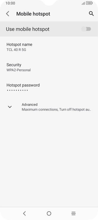 Press Hotspot name and key in the required name for the Wi-Fi hotspot.