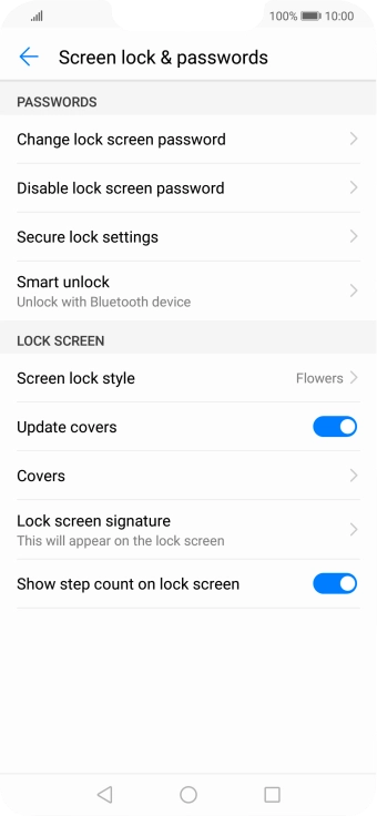 Press Disable lock screen password.