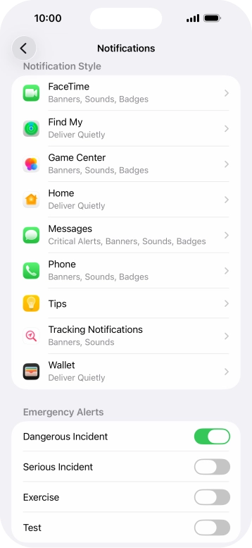 Press the required application.