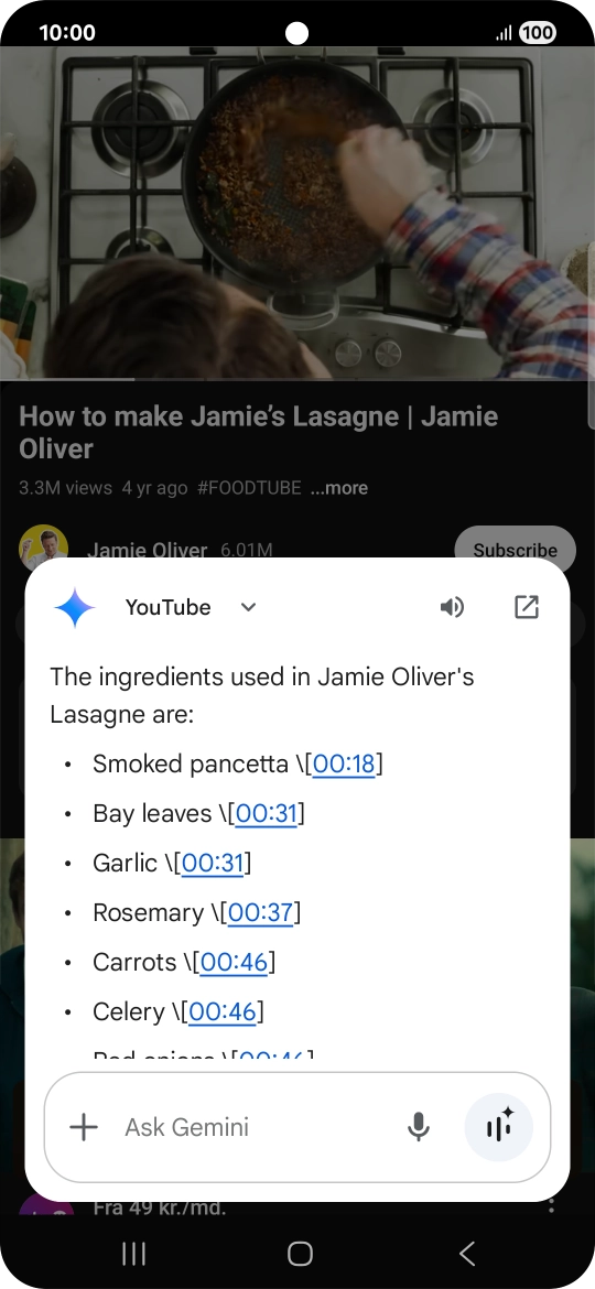 The answer from Gemini to your question is displayed.