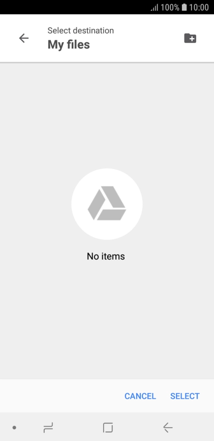 To create a new folder, press the new folder icon and follow the instructions on the screen to create a new folder.