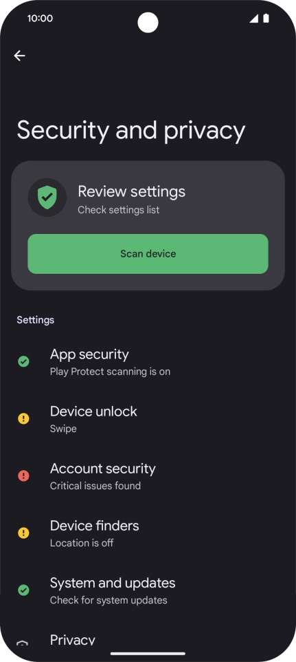 Press Device unlock.