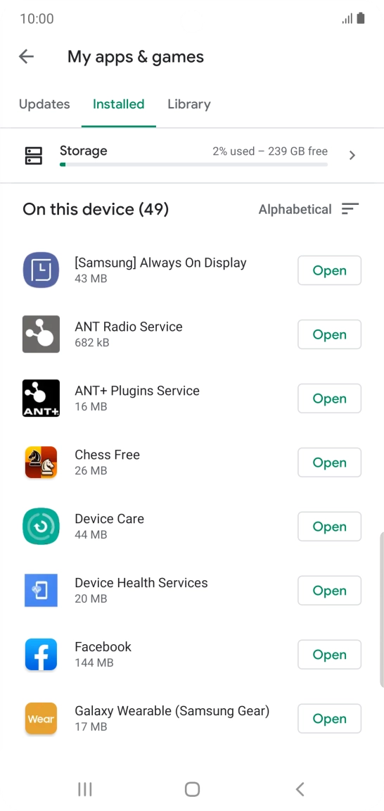 Press the required app.