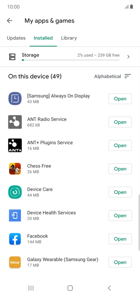 Press the required app.