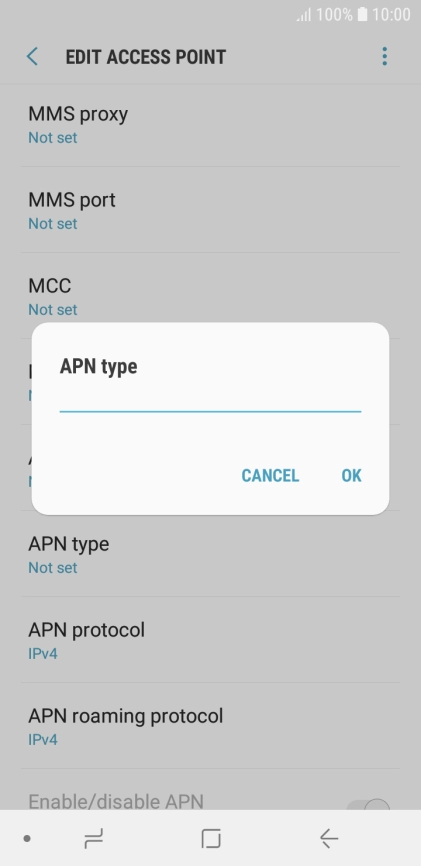 Key in default and press OK.