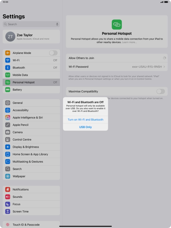 If Wi-Fi is turned off, press Turn on Wi-Fi and Bluetooth.