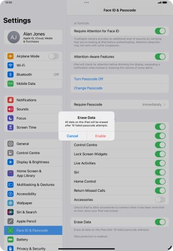 If you turn on the function, press Enable.