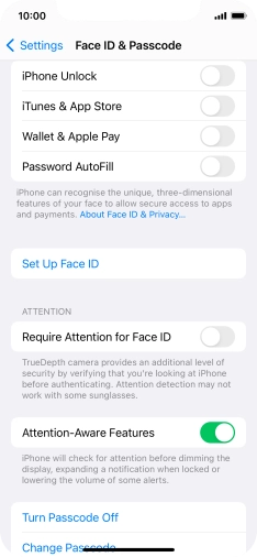 Press Turn Passcode Off and key in the phone lock code.