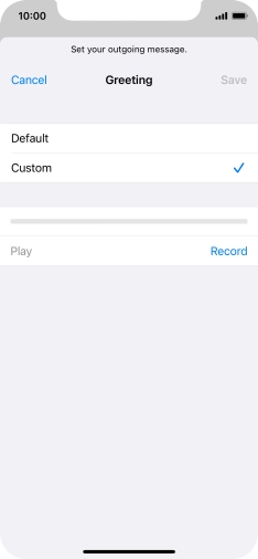 Press Record to start recording a personal greeting.