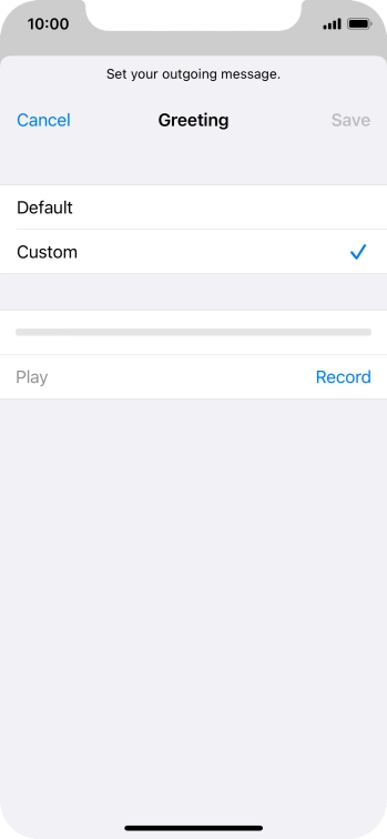 Press Record to start recording a personal greeting.