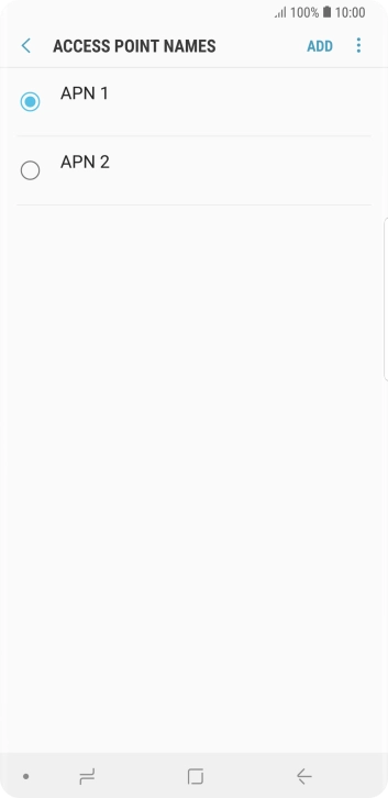 Press the field next to the data connection to activate it.