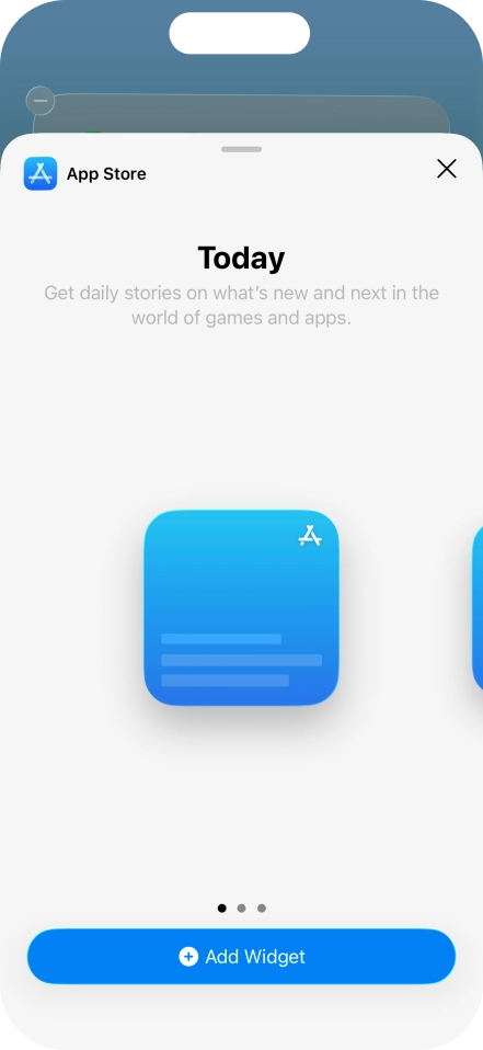 Slide your finger right or left on the screen to select the required widget size.