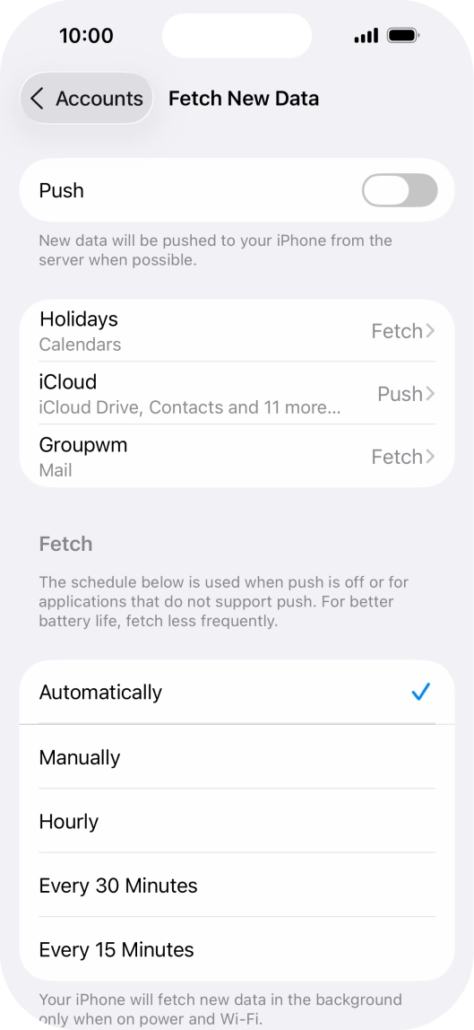 If you turn off the function, press the required setting.