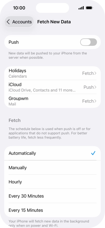 If you turn off the function, press the required setting.