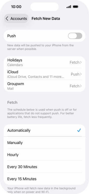 If you turn off the function, press the required setting.