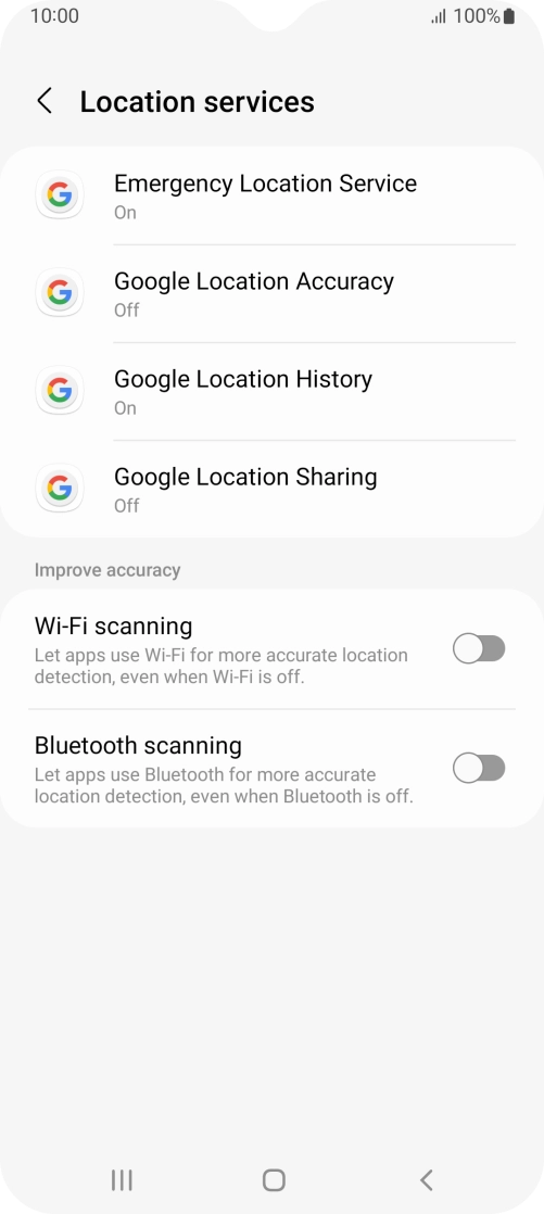 Press Google Location Accuracy.