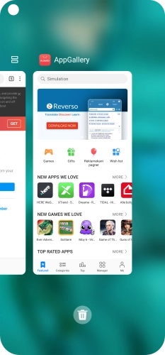 To end one running application, slide your finger upwards on the required application.