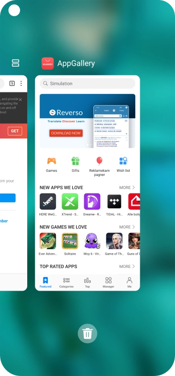 To end one running application, slide your finger upwards on the required application.