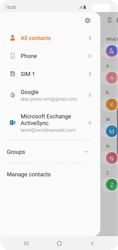 Press Manage contacts.